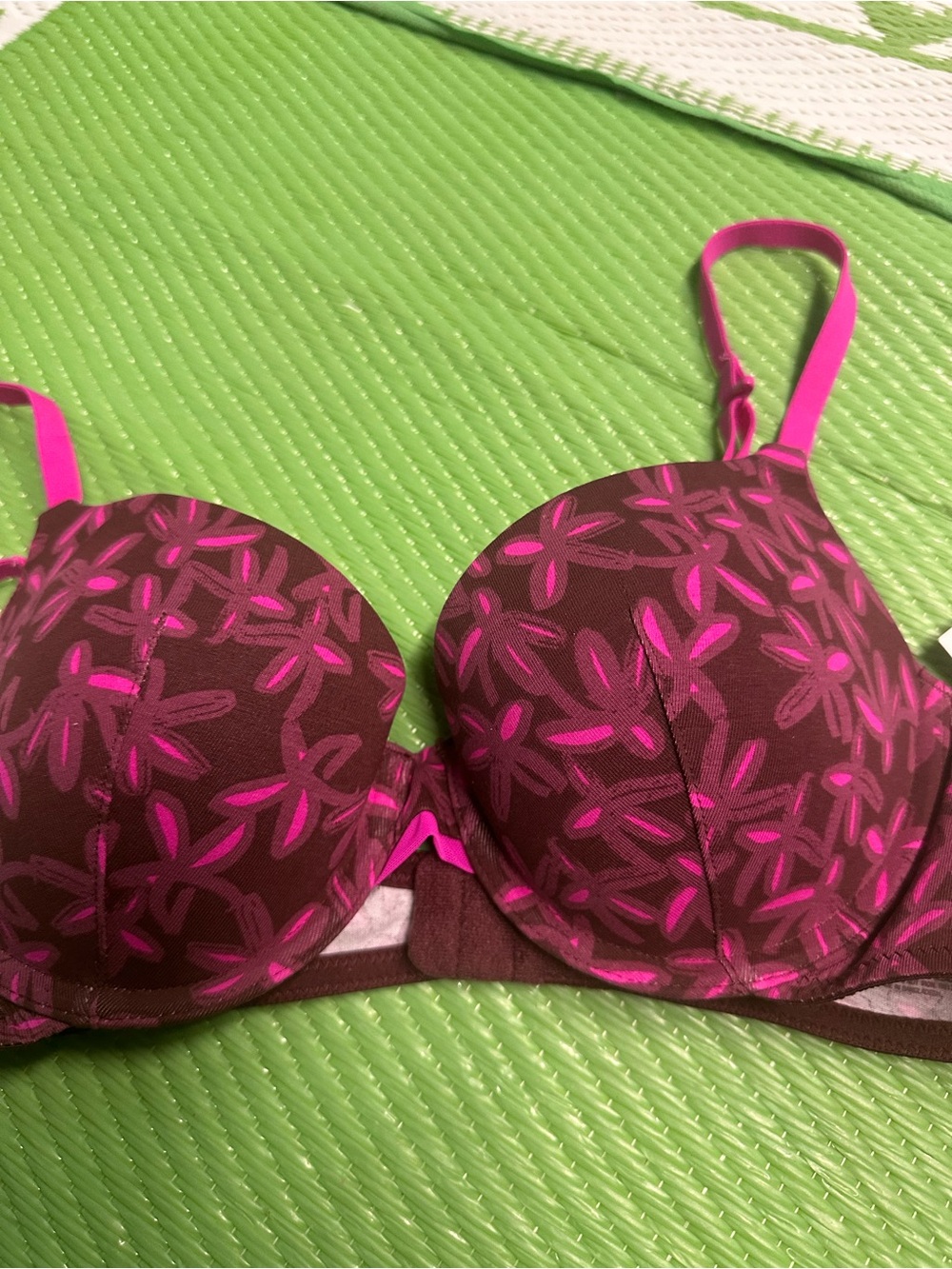 Auden Floral Underwire Bra — Pink on Brown